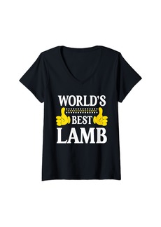L.A.M.B. Womens Lamb Surname Funny Team Family Last Name World's Best Lamb V-Neck T-Shirt