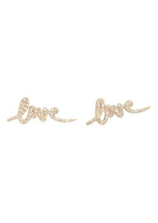 Lana Love Script Diamond Stud Earrings