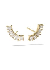 Lana Emerald Cut Diamond Curve Stud Earrings