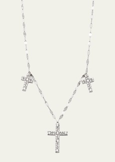 LANA Encrusted Diamond Triple Cross Necklace