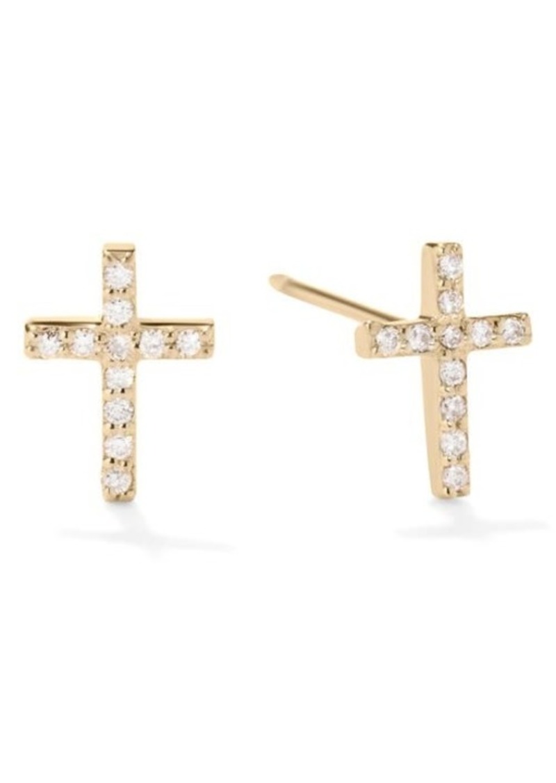 Lana Flawless Mini Cross Diamond Stud Earrings