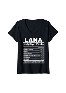 Womens Lana Nutrition Facts T-Shirt Lana Name Birthday Shirt V-Neck T-Shirt