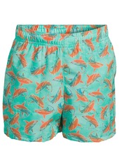 Lands' End Boys Short Length Swim Trunk - Island aqua bright sharks