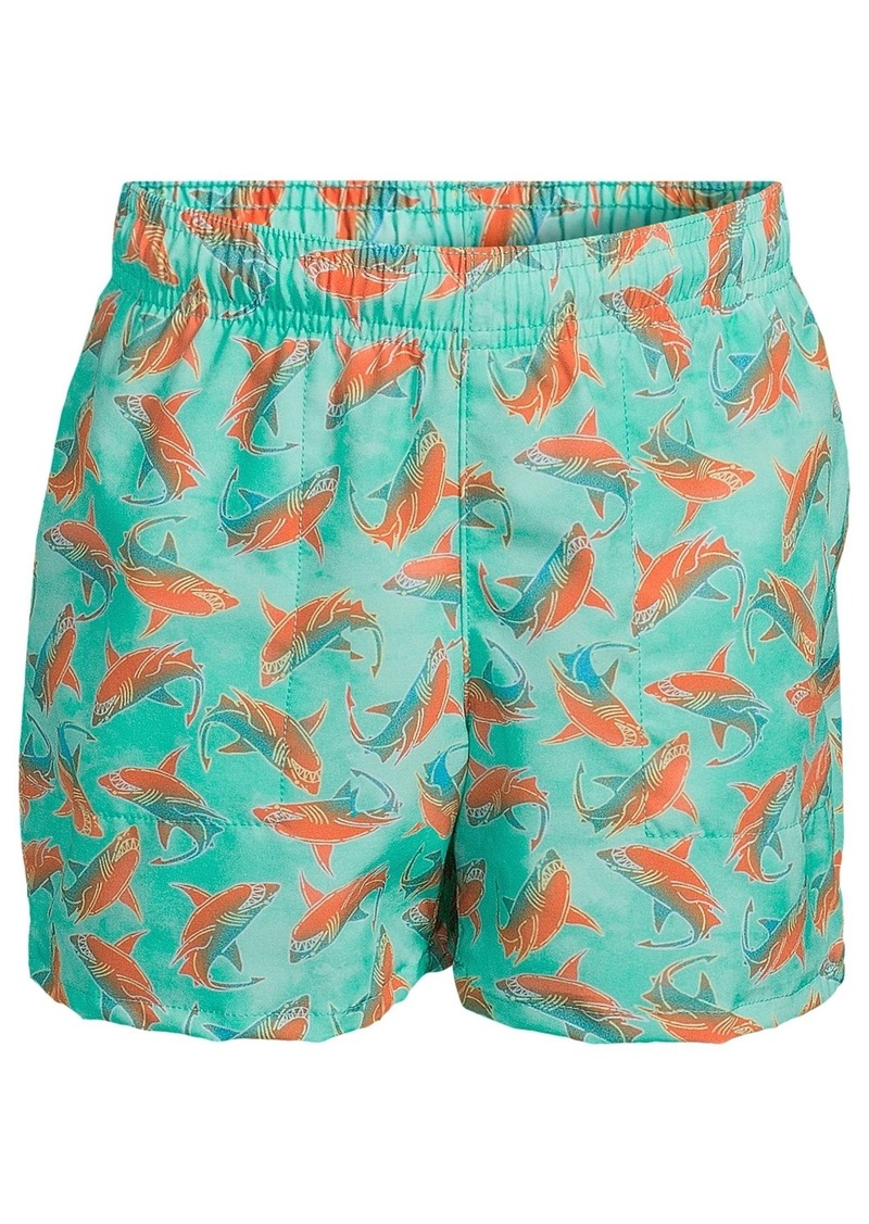 Lands' End Boys Short Length Swim Trunk - Island aqua bright sharks