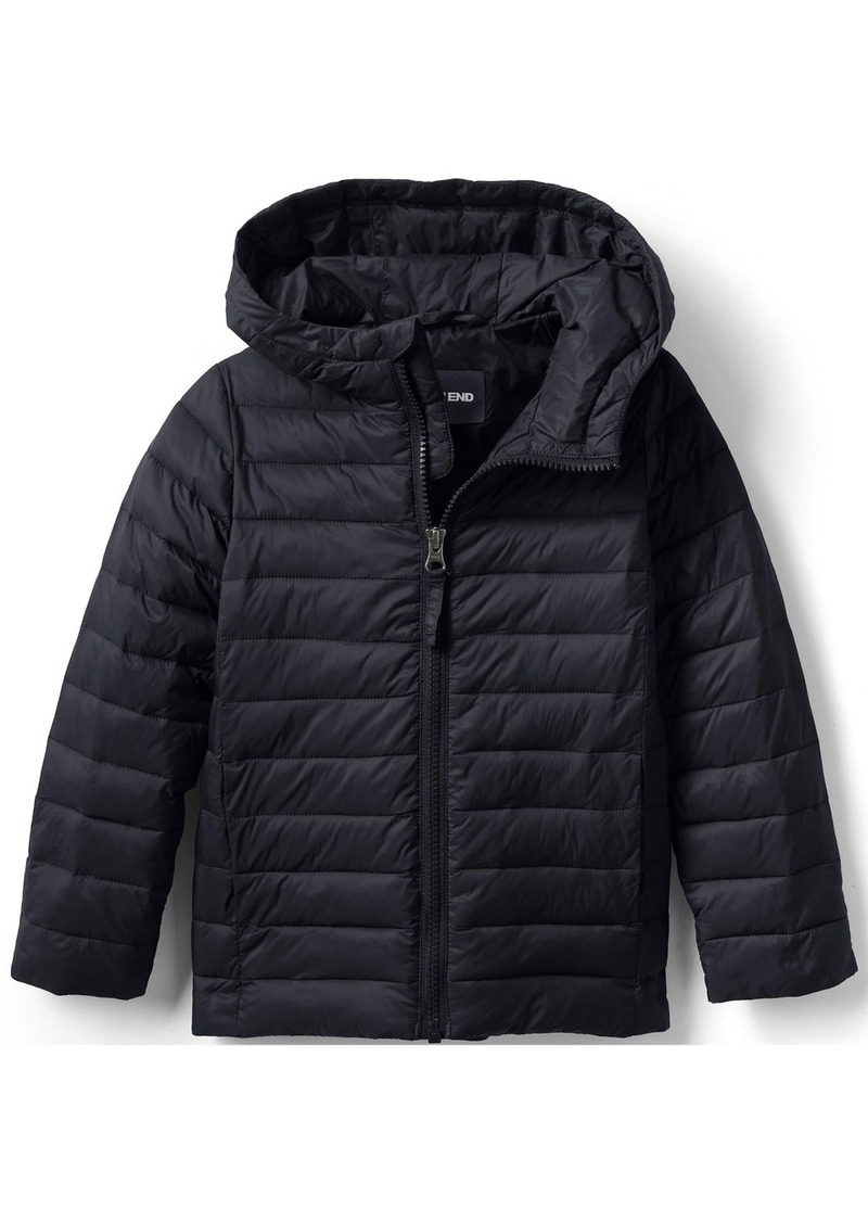 Lands' End Boys ThermoPlume Packable Hooded Jacket - Black