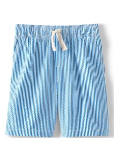Lands' End Boys Seersucker Pull On Elastic Waist Shorts - Blue/white stripe seersucker
