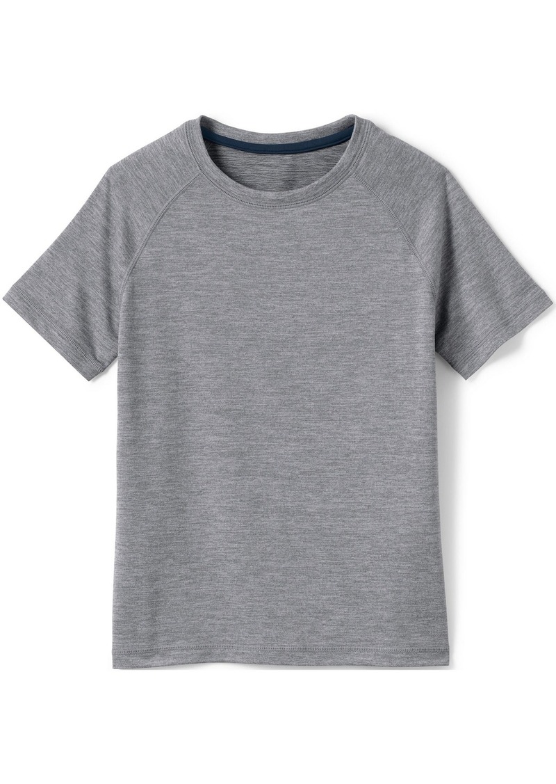 Lands' End Boys School Uniform Short Sleeve Active Gym T-shirt - Gray heather