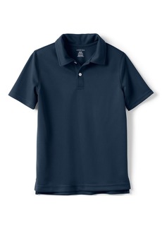 Lands' End Boys School Uniform Short Sleeve Polyester Pique Polo Shirt - Classic navy