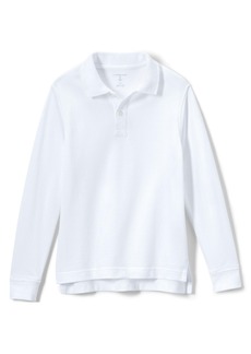 Lands' End Boys School Uniform Long Sleeve Mesh Polo Shirt - White