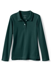 Lands' End Girls School Uniform Long Sleeve Feminine Fit Interlock Polo Shirt - Maize