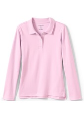 Lands' End Girls School Uniform Long Sleeve Feminine Fit Interlock Polo Shirt - Maize