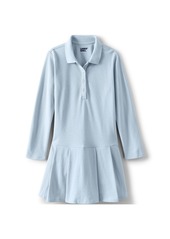 Lands' End Big Girls School Uniform Long Sleeve Mesh Pleated Polo Dress - Classic navy