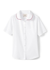 Lands' End School Uniform Girls Piped Peter Pan Collar Broadcloth Shirt