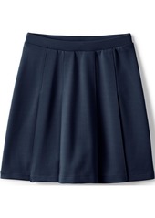 Lands' End Big Girls School Uniform Ponte Pleat Skirt at the Knee - Black