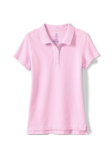 Lands' End Girls School Uniform Short Sleeve Feminine Fit Mesh Polo Shirt - Ice pink