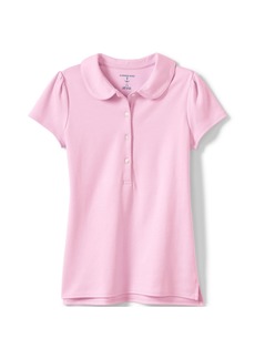Lands' End Girls School Uniform Short Sleeve Peter Pan Collar Polo Shirt - Ice pink