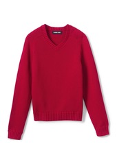 Lands' End Child School Uniform Kids Cotton Modal V-neck Sweater - Classic navy