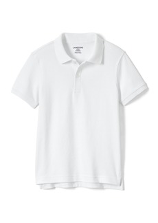 Lands' End Girls School Uniform Short Sleeve Tailored Fit Interlock Polo Shirt - White