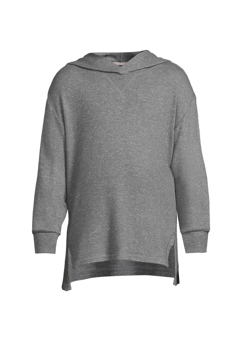 Lands' End Girls Long Sleeve Hooded Cozy Sweatshirt - Light gray heather