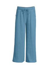 Lands' End Girls Pull On Knit Gauze Wide Leg Pants - Muted blue
