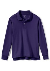 Lands' End Girls Long Sleeve Interlock Polo Shirt - Classic navy