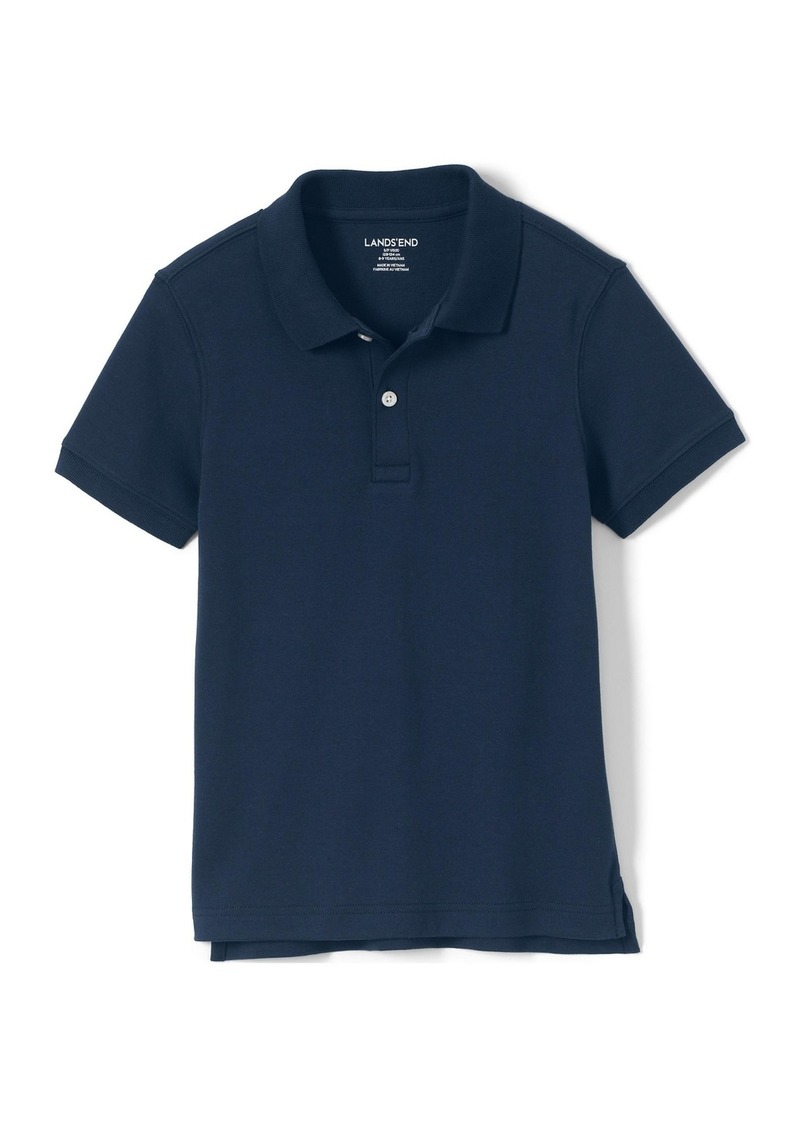 Lands' End Girls School Uniform Short Sleeve Tailored Fit Interlock Polo Shirt - Classic navy