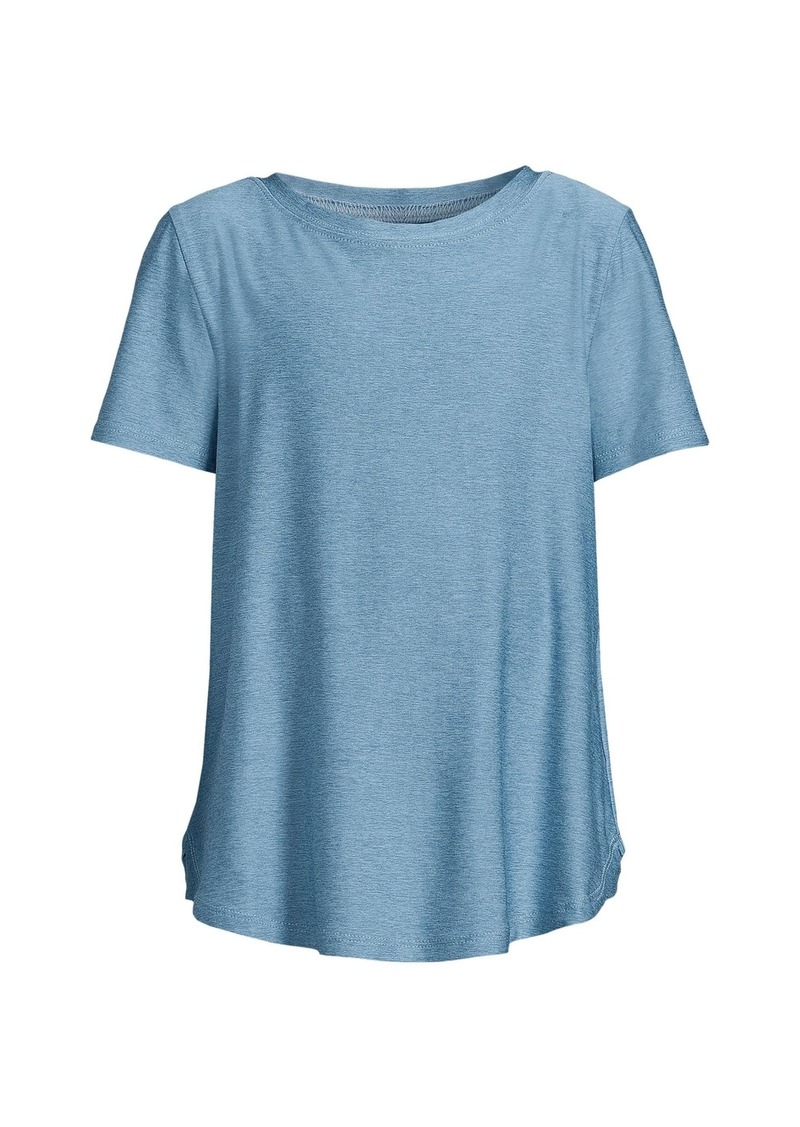 Lands' End Girls Short Sleeve Active Curved Hem Tee - Evening blue space dye