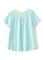 Lands' End Girls Short Sleeve Active Curved Hem Tee - Aqua ice believe you