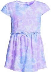 Lands' End Girls Short Sleeve Flounce Tunic Top - Tonal lavender tie dye