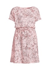 Lands' End Girls Short Sleeve Henley Jersey Dress - Simply pink scenic
