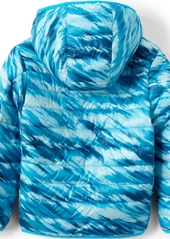 Lands' End Kids Girl's Reversible Insulated Fleece Jacket - Turquoise blue print