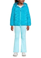 Lands' End Kids Girl's Reversible Insulated Fleece Jacket - Turquoise blue print