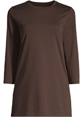 Lands' End Petite 3/4 Sleeve Supima Cotton Crewneck Tunic - Rich coffee