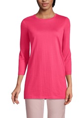 Lands' End Petite 3/4 Sleeve Supima Cotton Crewneck Tunic - Hot pink