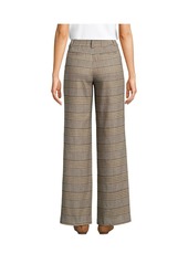 Lands' End Women's Petite Brushed Flannel High Rise Pleated Wide Leg Pants - Coriander glen plaid