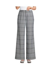 Lands' End Women's Petite Brushed Flannel High Rise Pleated Wide Leg Pants - Coriander glen plaid