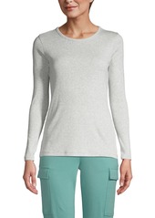 Lands' End Women's Cotton Rib Long Sleeve Crewneck T-Shirt - Black