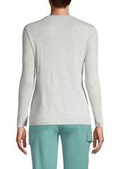 Lands' End Women's Cotton Rib Long Sleeve Crewneck T-Shirt - Black