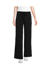 Lands' End Petite Cupro Knit Mid Rise Wide Leg Pants - Black