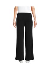 Lands' End Petite Cupro Knit Mid Rise Wide Leg Pants - Black