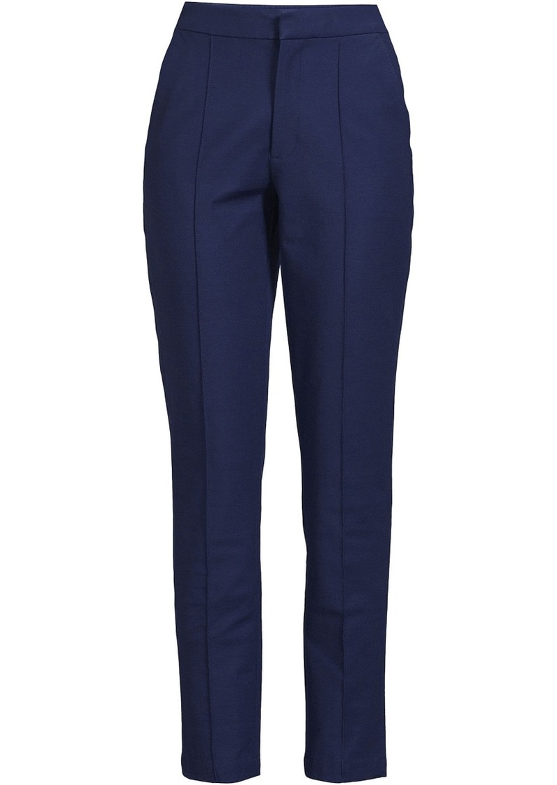 Lands' End Petite High Rise Bi Stretch Pintuck Pencil Ankle Pants - Deep sea navy