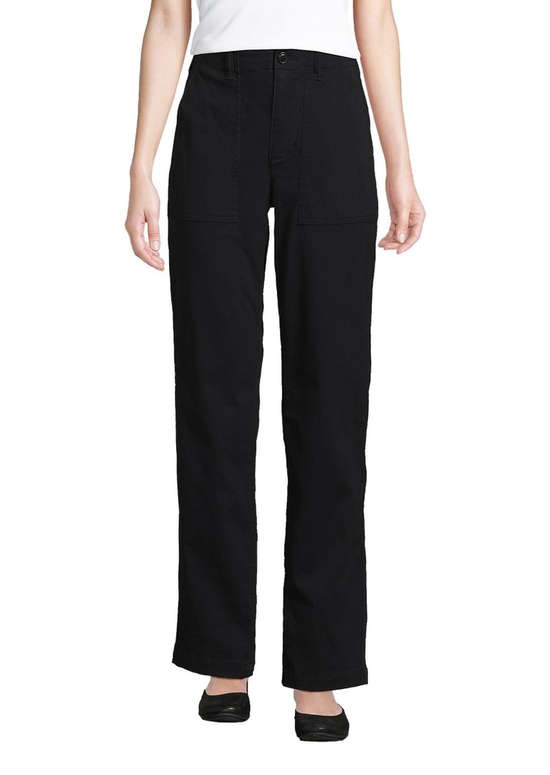 Lands' End Petite High Rise Chino Utility Straight Leg Pants - Black