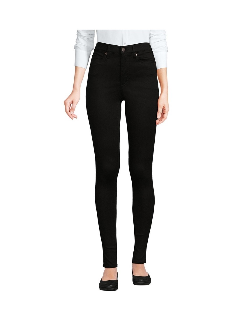 Lands' End Petite High Rise Stretch Denim Skinny Jeans - Black