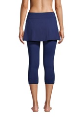 Lands' End Women's Petite High Waisted Modest Swim Leggings with Upf 50 Sun Protection - Deep sea navy