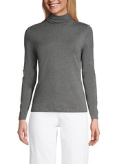 Lands' End Petite Lightweight Jersey Skimming Long Sleeve Turtleneck - Radiant navy