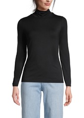 Lands' End Petite Lightweight Jersey Skimming Long Sleeve Turtleneck - Radiant navy