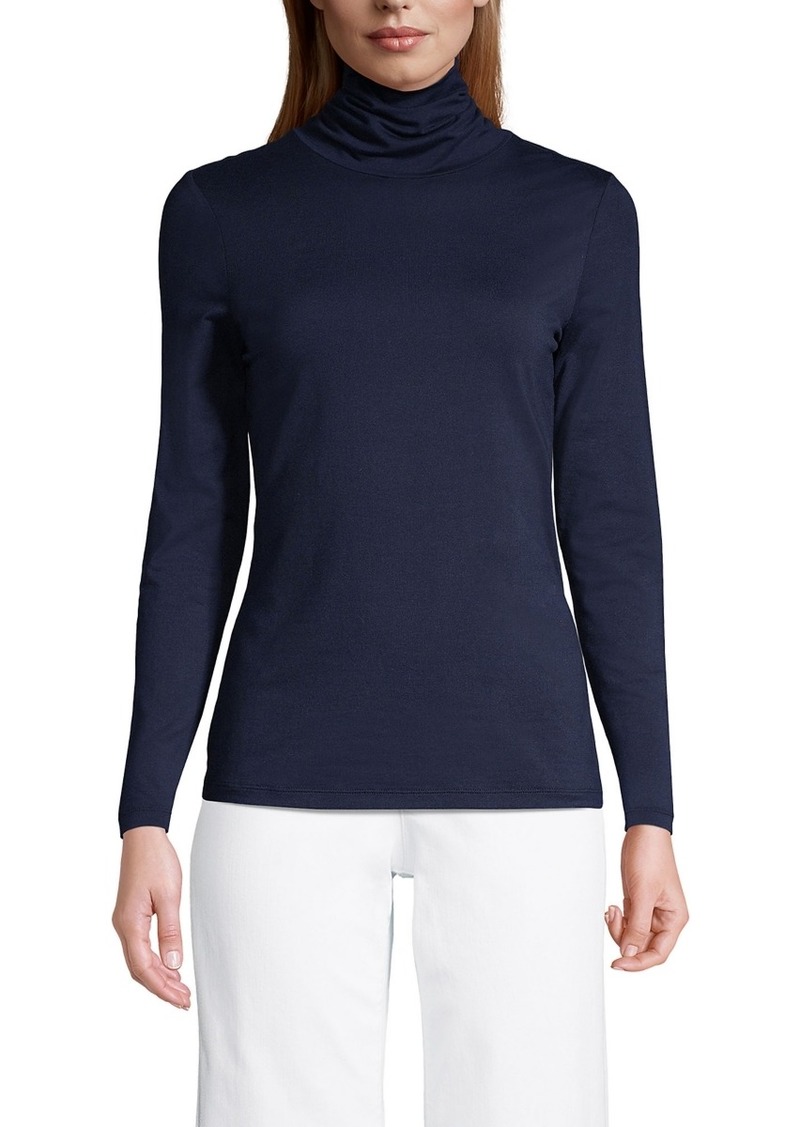 Lands' End Petite Lightweight Jersey Skimming Long Sleeve Turtleneck - Radiant navy