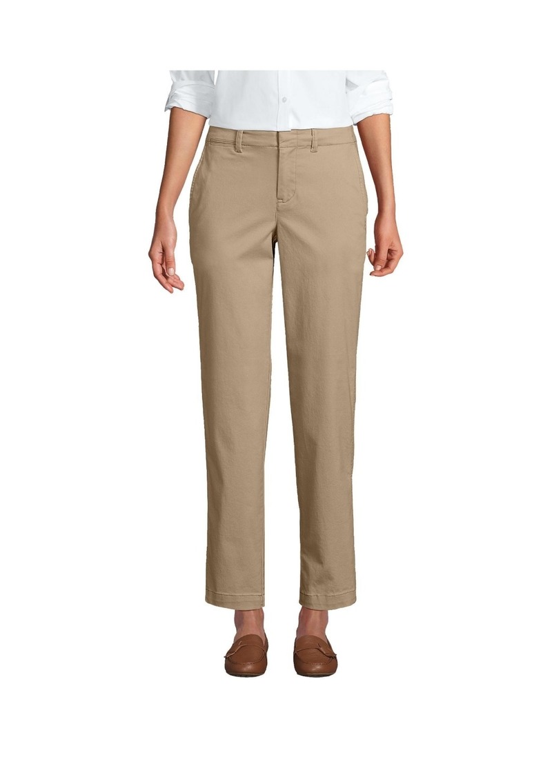 Lands' End Women's Petite Mid Rise Classic Straight Leg Chino Ankle Pants - Desert tan