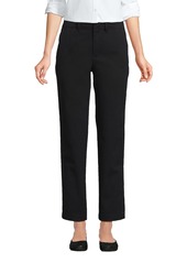 Lands' End Petite Mid Rise Classic Straight Leg Chino Ankle Pants - Black