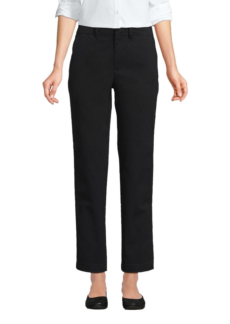 Lands' End Petite Mid Rise Classic Straight Leg Chino Ankle Pants - Black